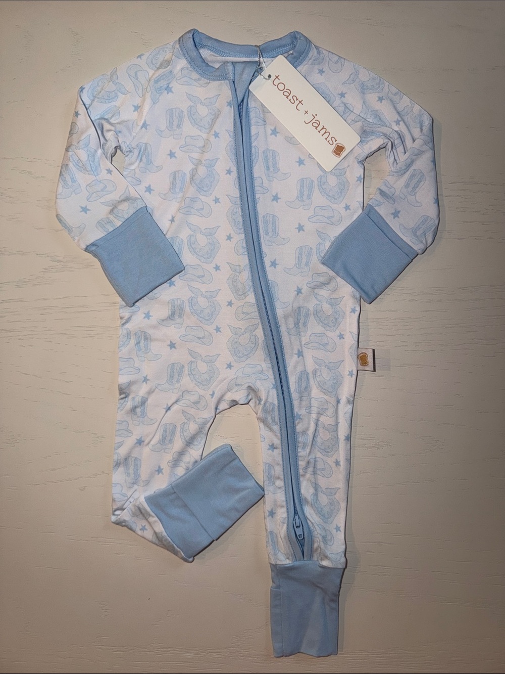 Toast + Jams Blue Cowboy Convertible Romper 0-3 12-18 months